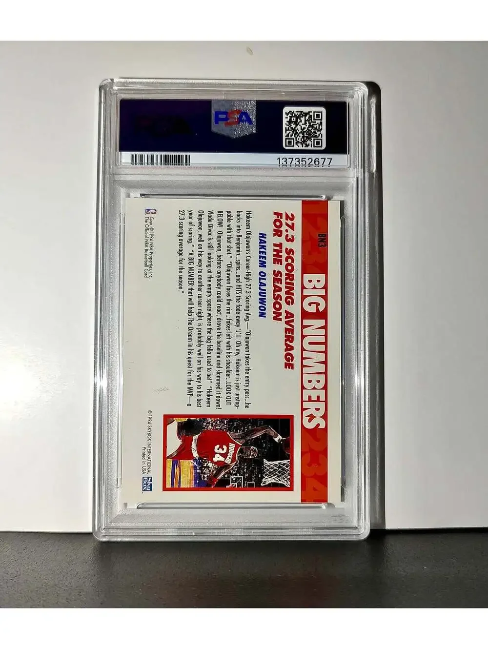 Hakeem Olajuwon 1994 NBA Hoops Big Numbers #BN3 Rainbow PSA 7 NM